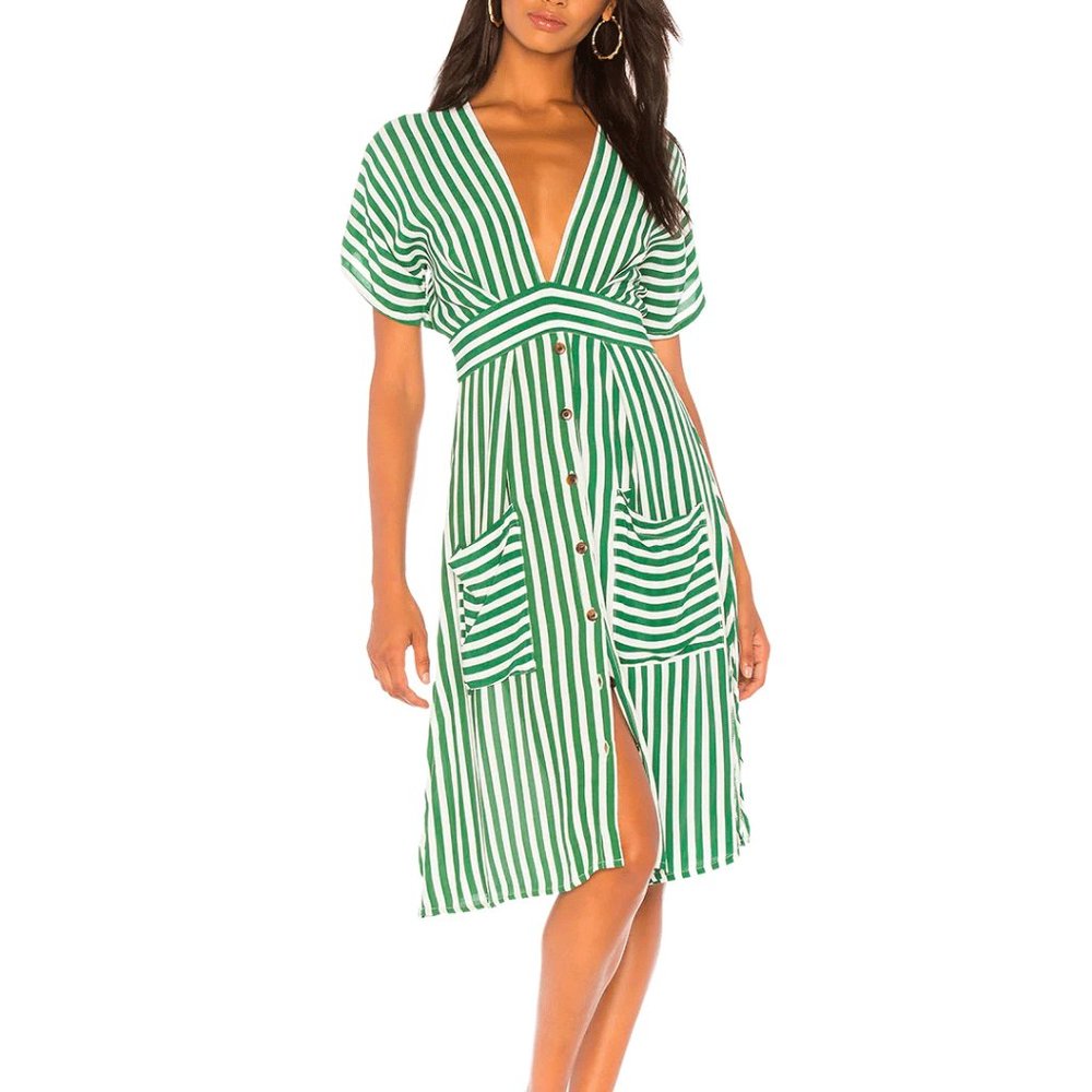 Faithfull the Brand - Milan Green Stripe Dress S